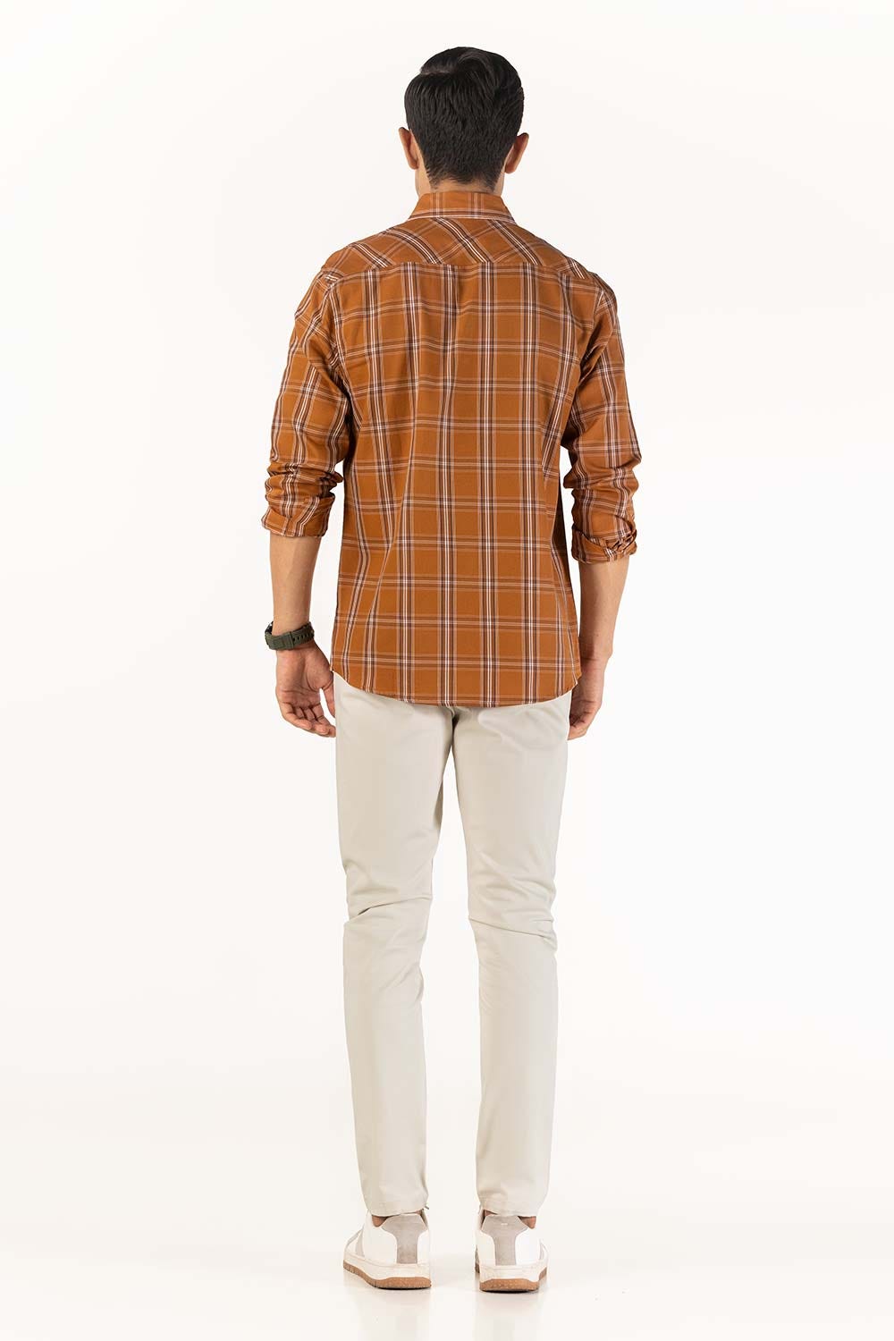 Rust Black Checkered Casual Shirt CS-YD22-044