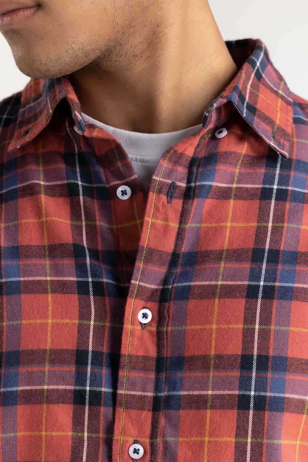 Rusty Red Checkered Button-Down Shirt 224-117-027