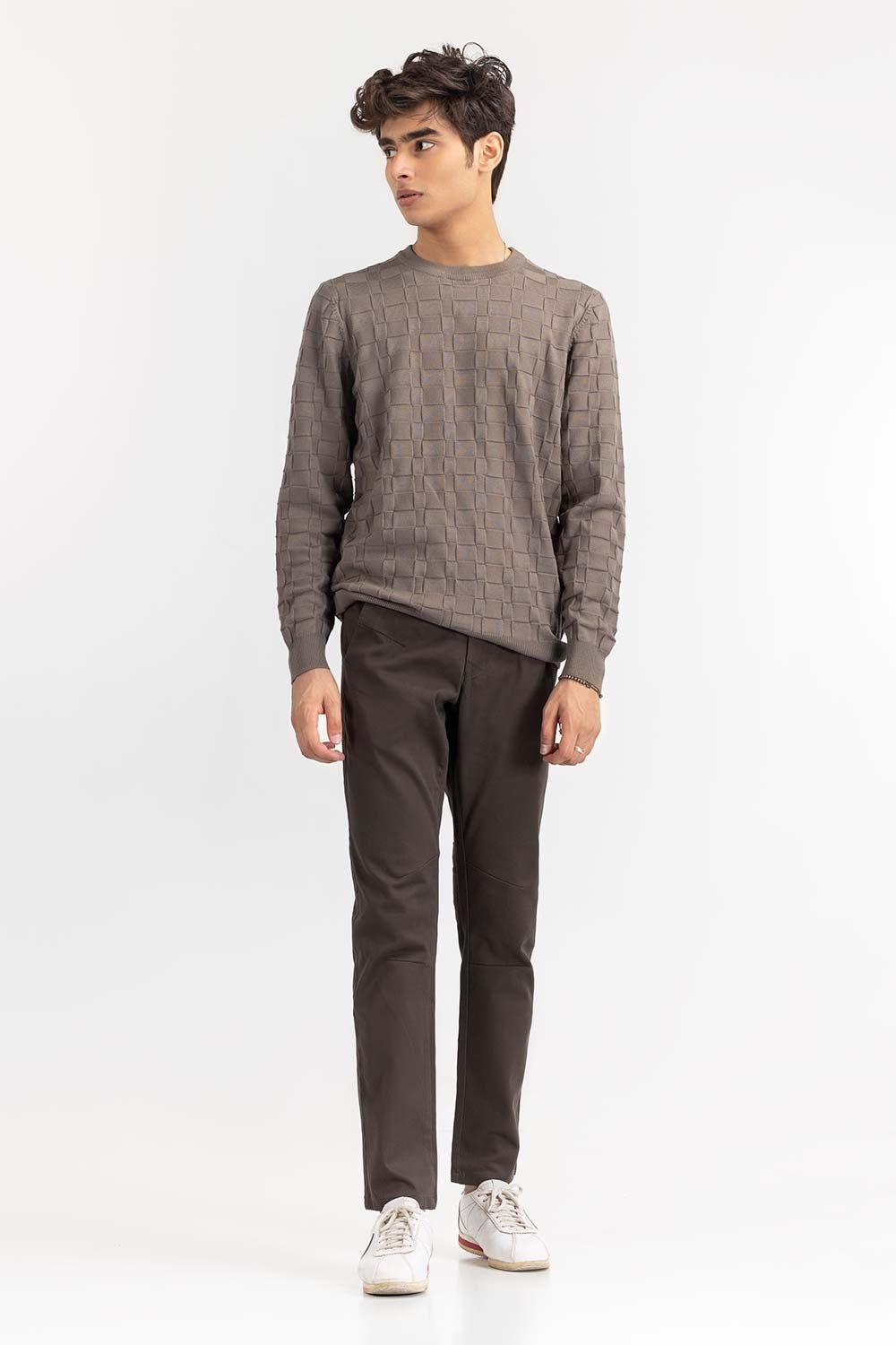 Sage Textured Crew Neck Sweater SWT-FFSCN22-245