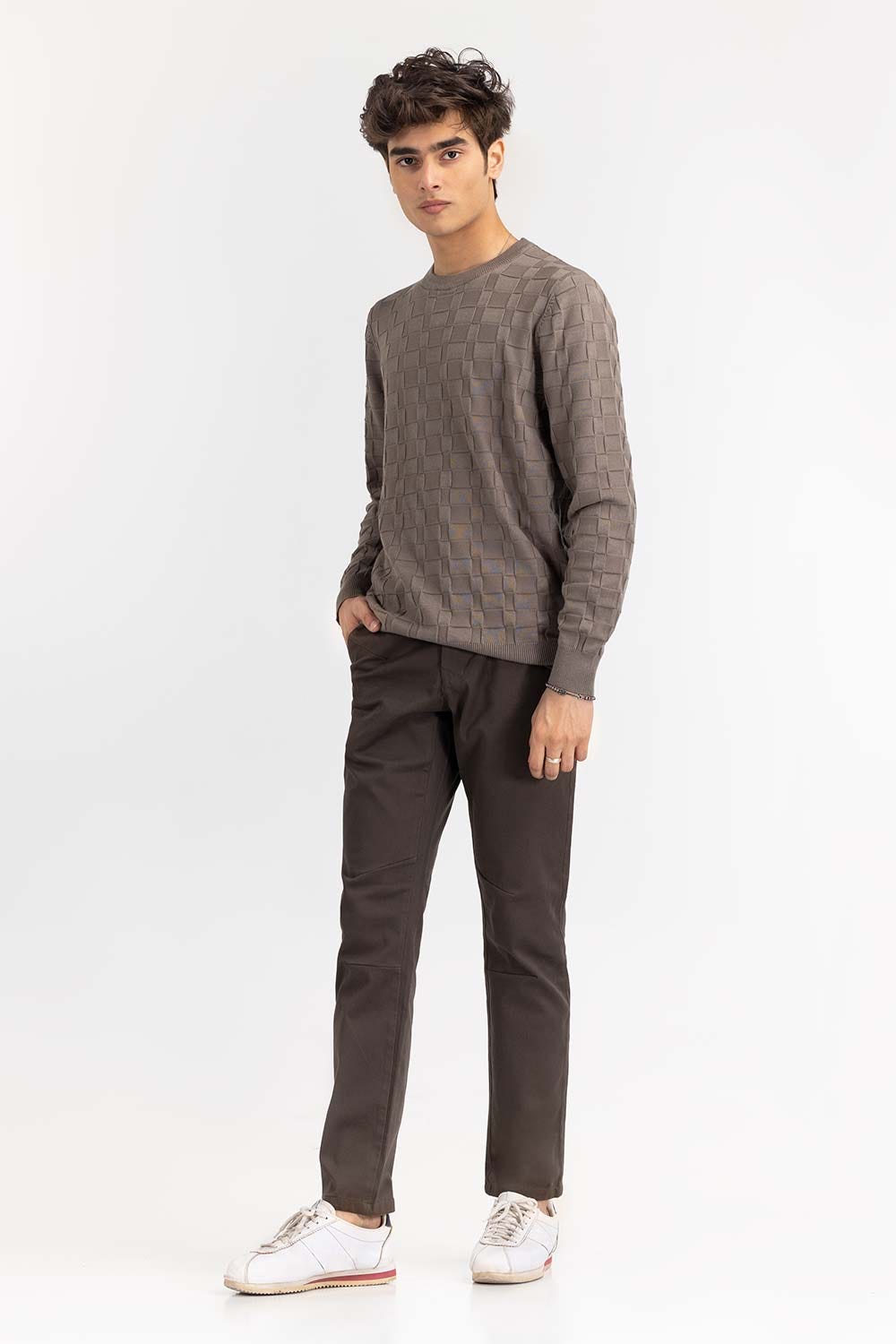 Sage Textured Crew Neck Sweater SWT-FFSCN22-245