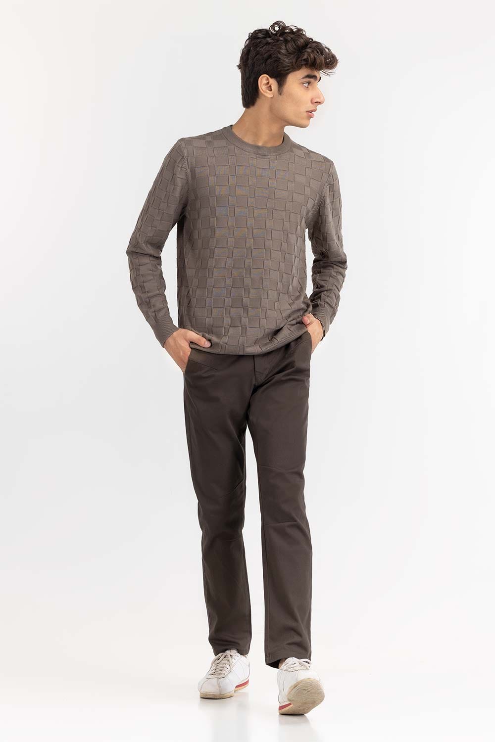 Sage Textured Crew Neck Sweater SWT-FFSCN22-245
