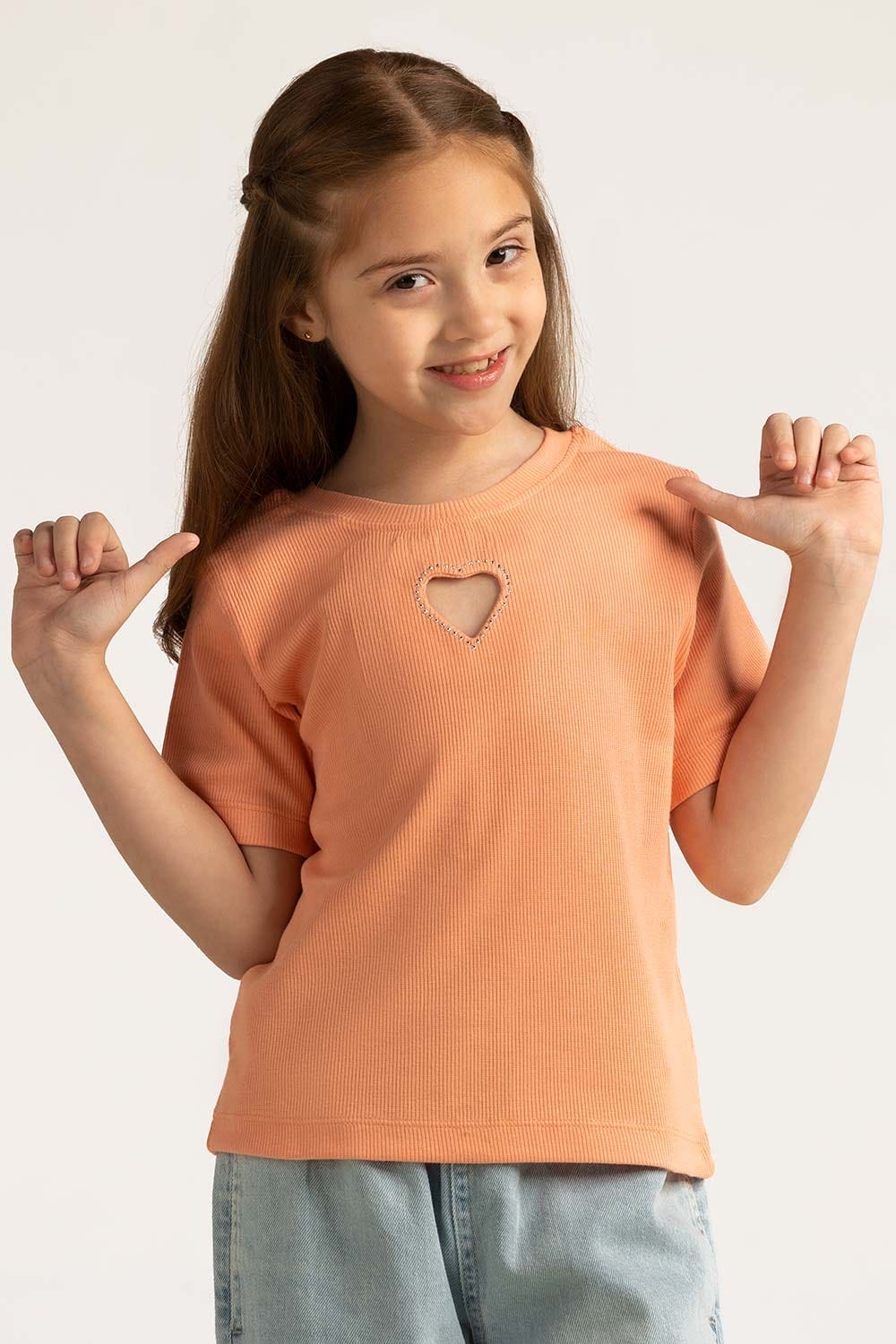 Salmon Junior Girl Knit Printed Tee JG-TS-SS24-017