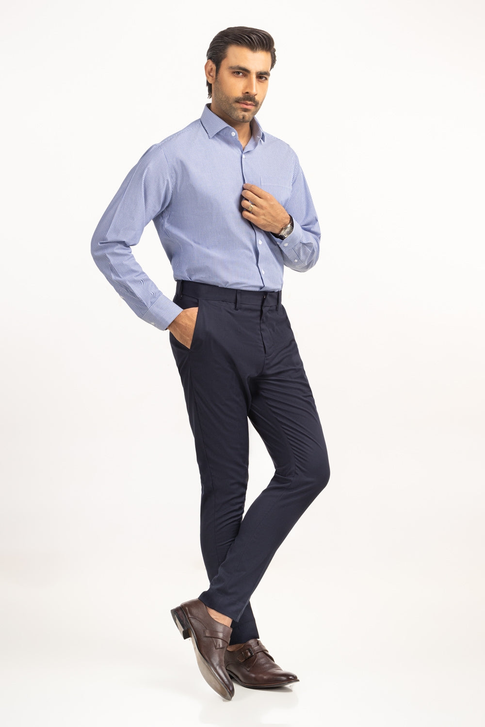 dress shirt modern fit Women's Modern Fit Dress Shirt in Blue Print L