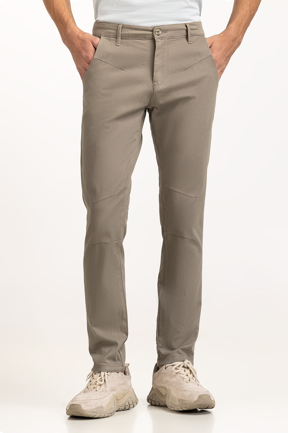 Plain Dyed Khaki Pants MN-TRC-WS24-022