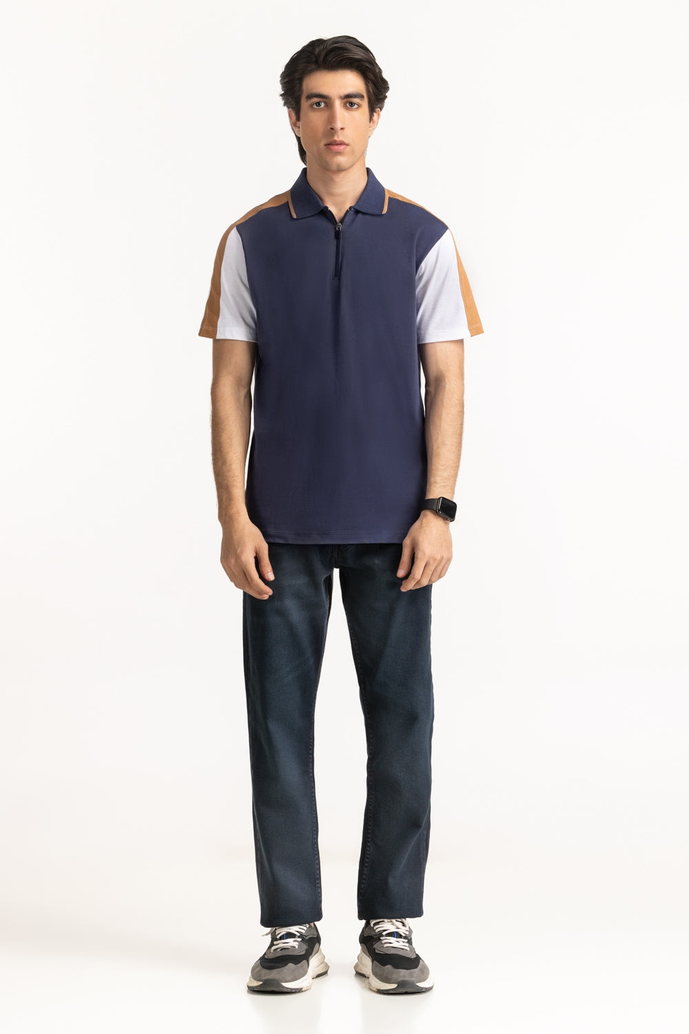 Color Block Zip Polo PS-FSHN24-253