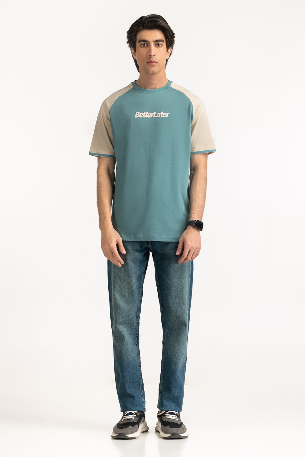 Raglan Sleeves Contrast Color T-Shirt MN-TS-SS25-019