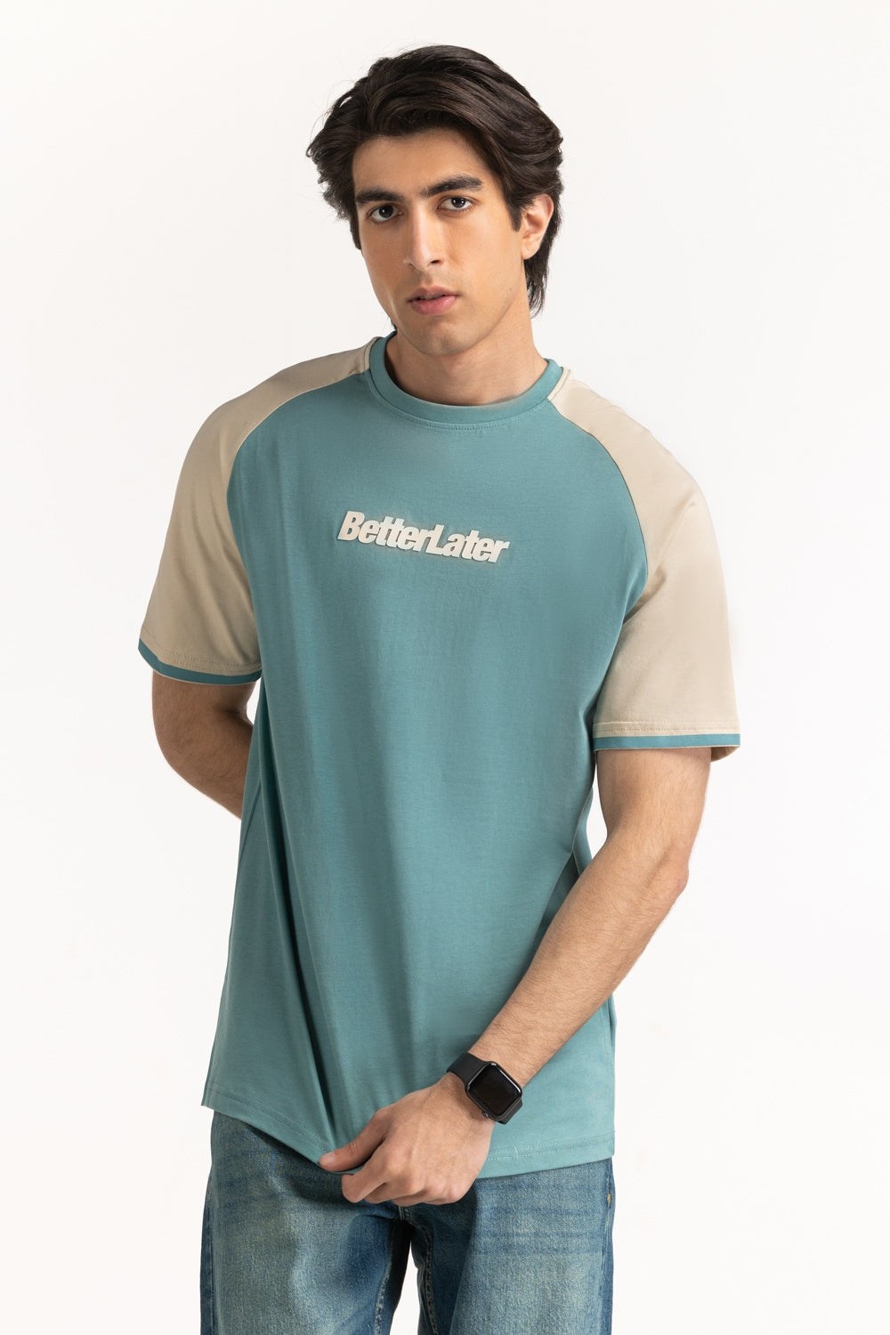 Raglan Sleeves Contrast Color T-Shirt MN-TS-SS25-019