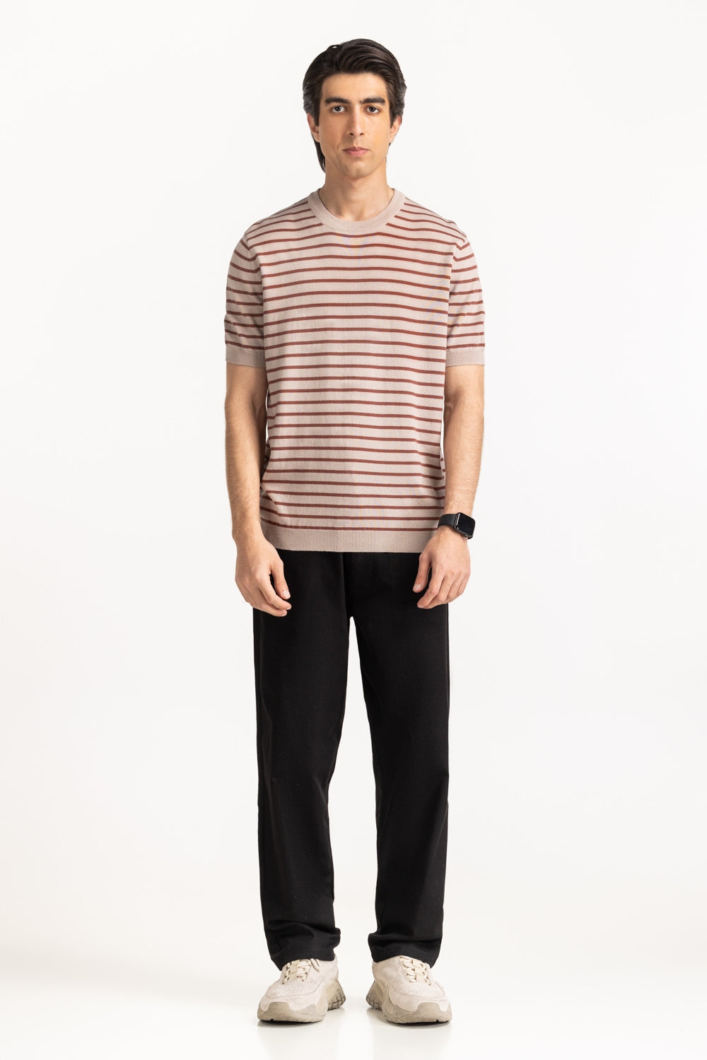 Sweater Knit Stripes T-Shirt MN-TS-SS25-201