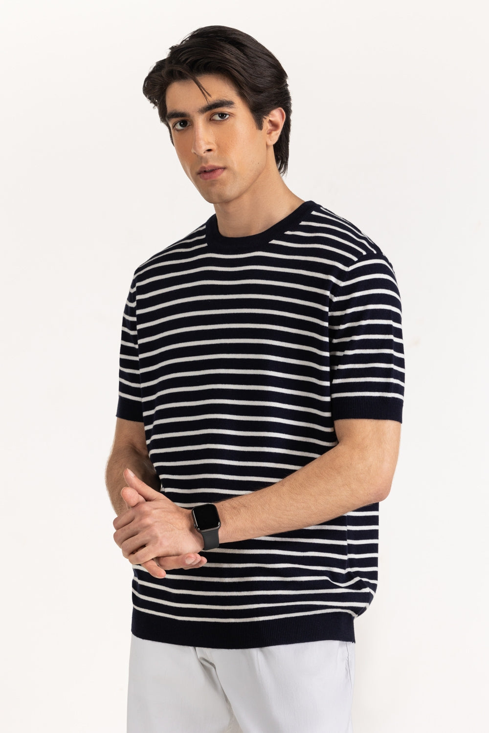 Sweater Knit Stripes T-Shirt MN-TS-SS25-202