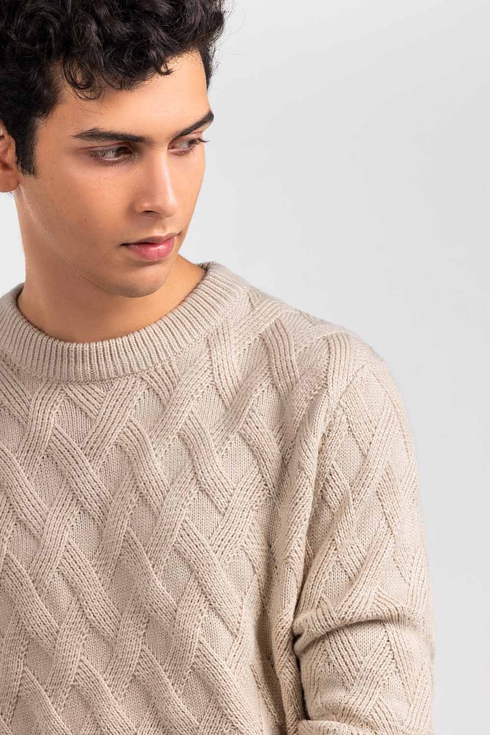 Sand Beige Fashion Sweater FS-SWT-ACR-FD-428-01