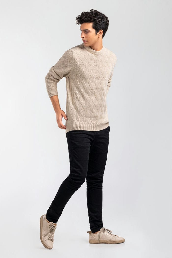 Sand Beige Fashion Sweater FS-SWT-ACR-FD-428-01