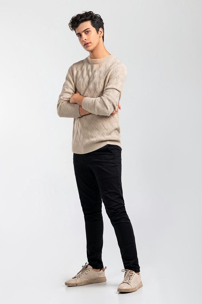 Sand Beige Fashion Sweater FS-SWT-ACR-FD-428-01