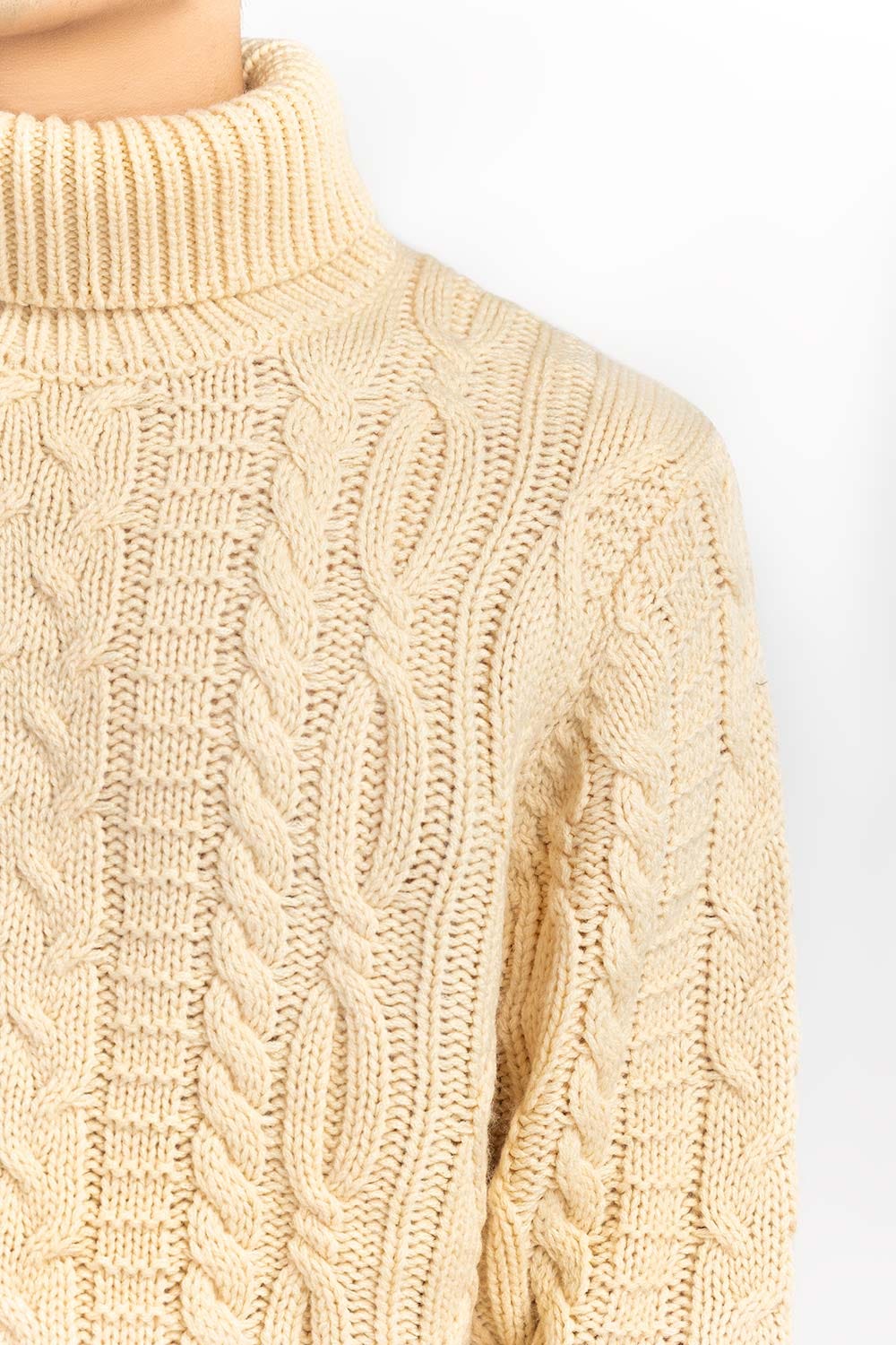 Sand Cabling Turtle Neck Sweater SWT-FFSSC22-257-1