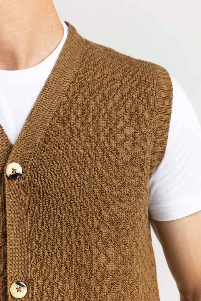 SANDY Textured Sleeveless Cardigan SWT-FSLCD22-204