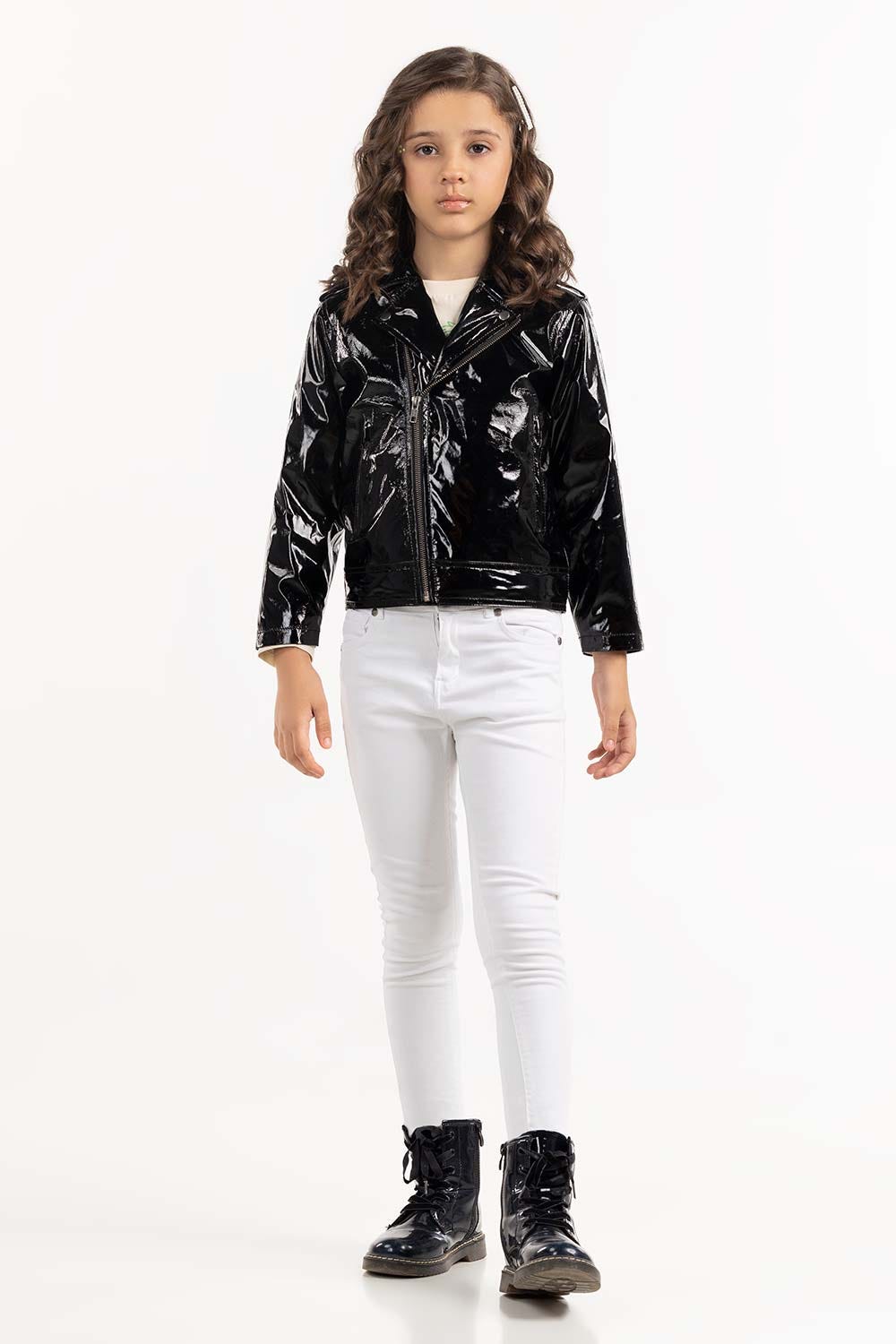 Junior Girl Shiny Black Jacket 224-410-005
