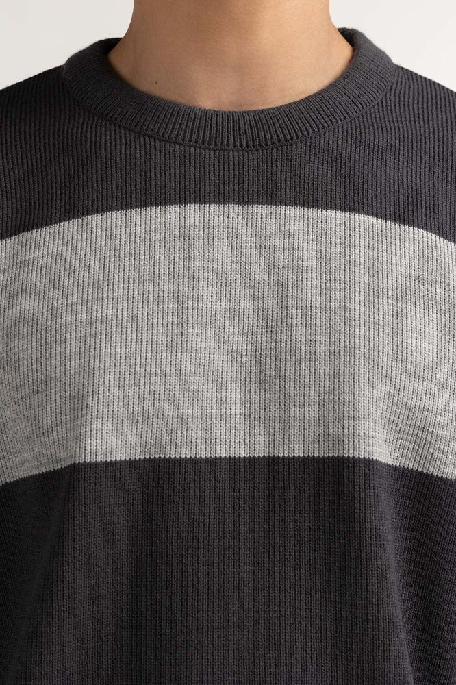 Silver Grey striped Basic Sweater MN-SWT-WS23-026