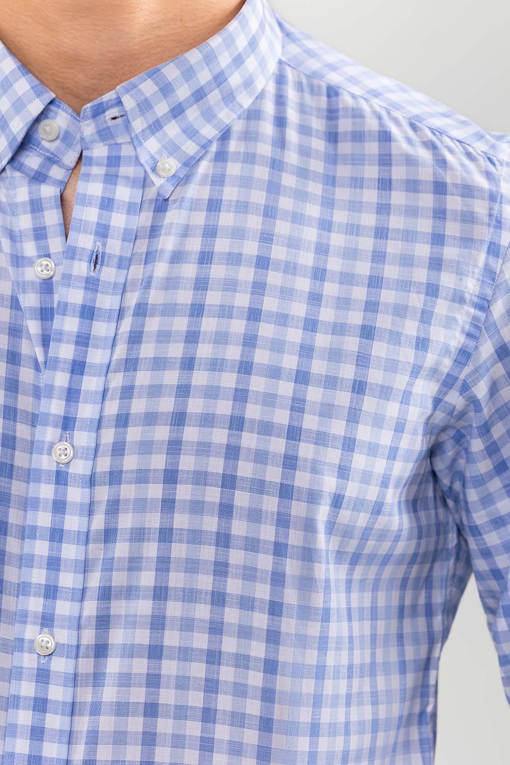 Sky Blue Checkered Smart Casual Shirt CM-YD-2901 SC
