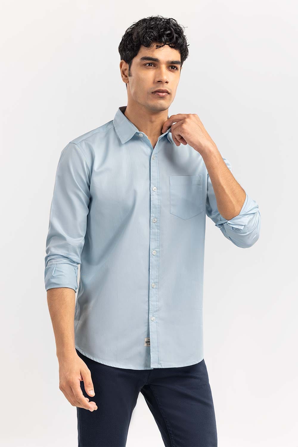 Sky Blue Solid Casual Shirt CS-PD22-006
