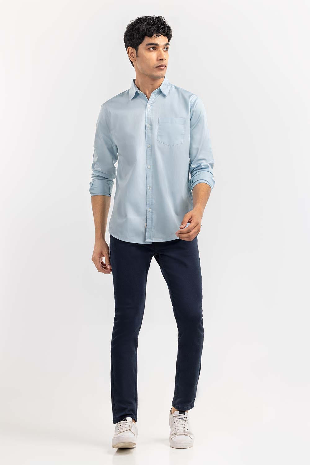 Sky Blue Solid Casual Shirt CS-PD22-006