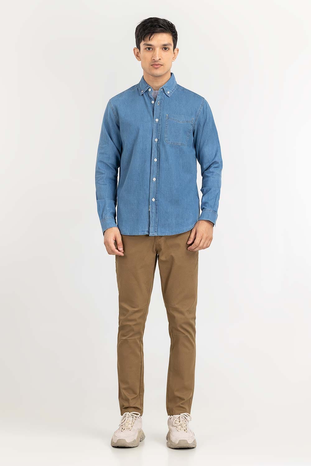 Sky Blue Yarn Dyed Casual Shirt M-DNM-S-011 CS