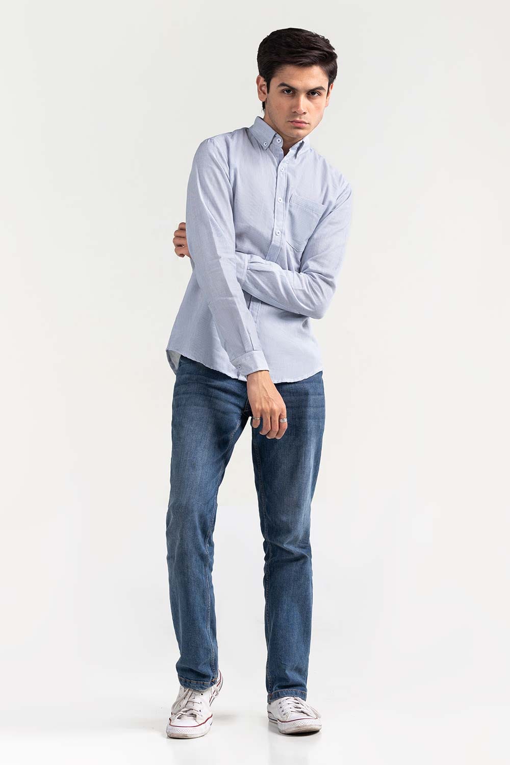 Sky White Striped Casual Shirt CM-YD-2968 CS