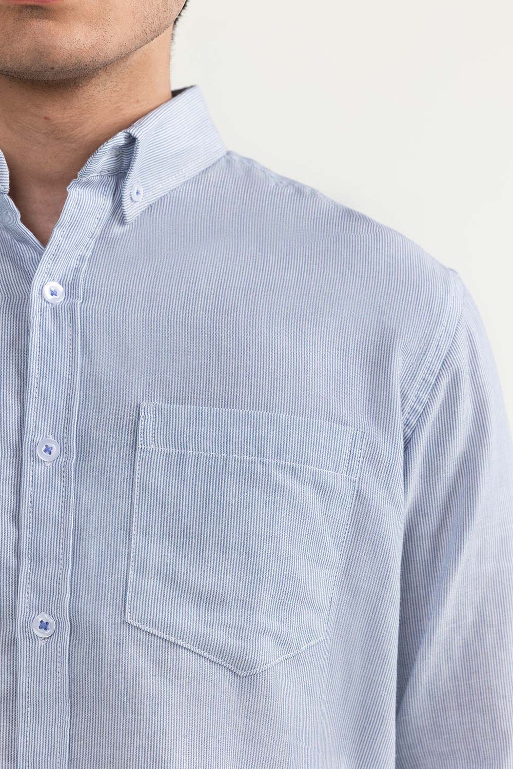 Sky White Striped Casual Shirt CM-YD-2968 CS