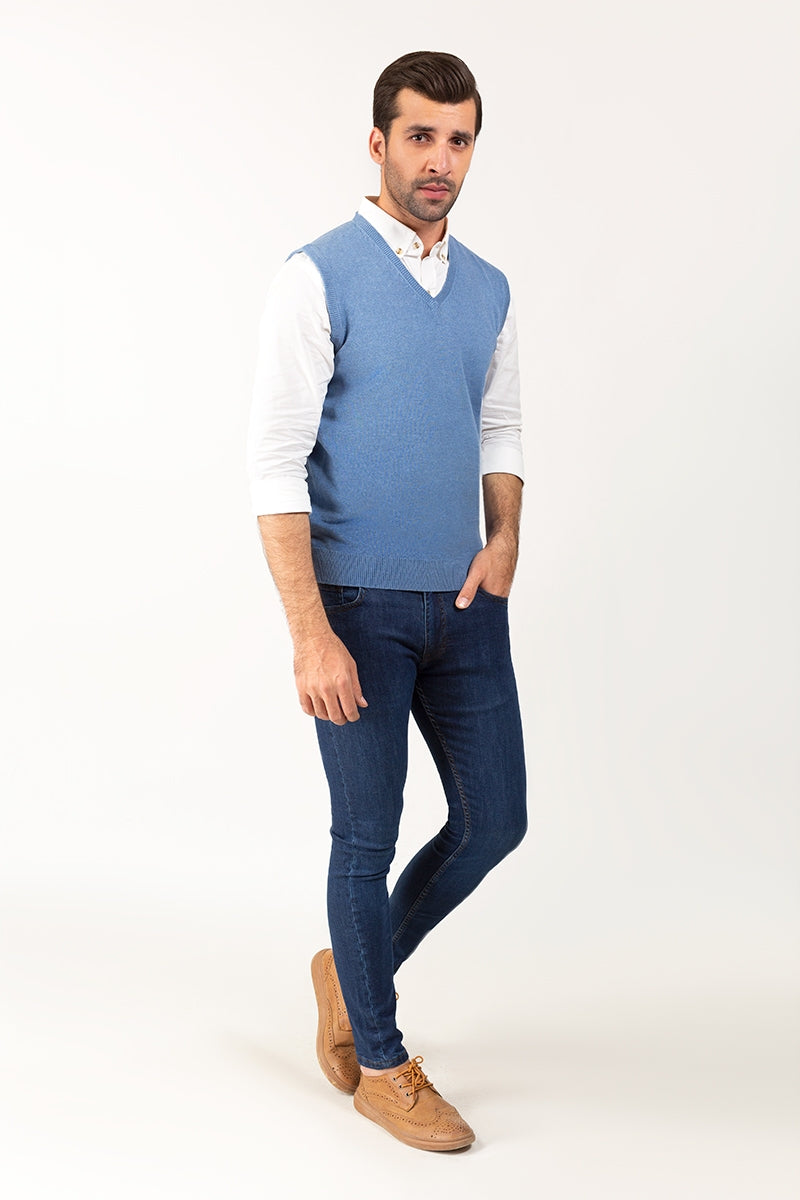 Blue Sleeveless Sweater SL-SWT-D17-04