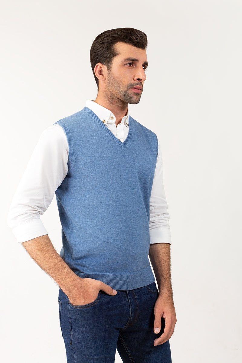 Blue Sleeveless Sweater SL-SWT-D17-04