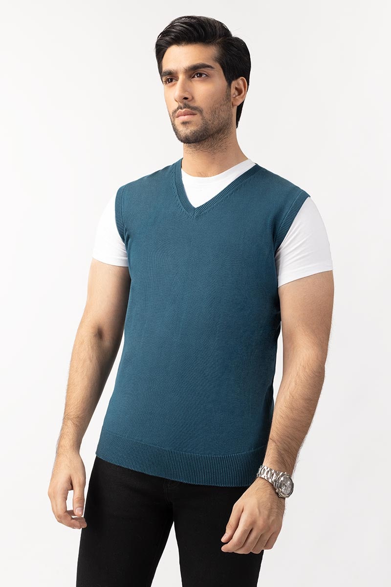 Teal Sleeveless Sweater SL-SWT-D18-02