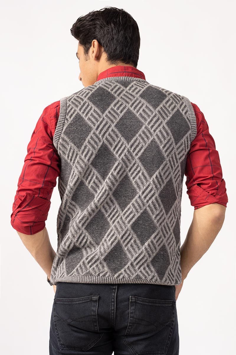 Charcoal Sleeveless Fashion Sweater SL-SWT-FD-17-01