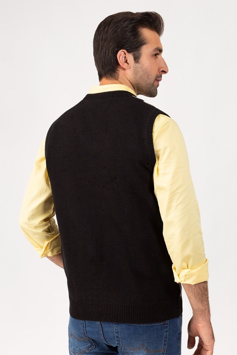 Black Grey Sleeve Less Fshion Sweater SL-SWT-FD-25-01