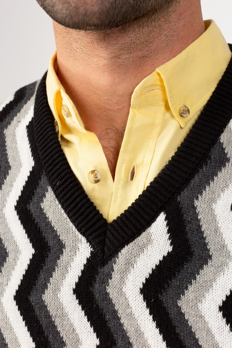 Black Grey Sleeve Less Fshion Sweater SL-SWT-FD-25-01