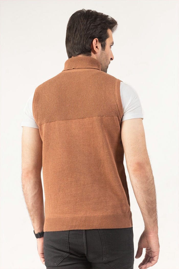 Brown Sleeveless Fashion Sweater SL-SWT-FD-26-01