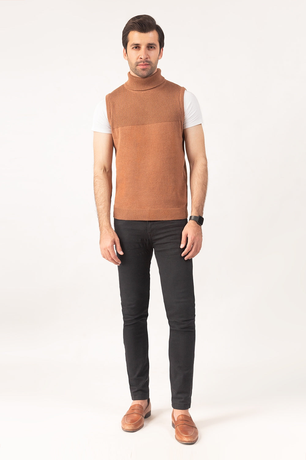 Brown Sleeveless Fashion Sweater SL-SWT-FD-26-01