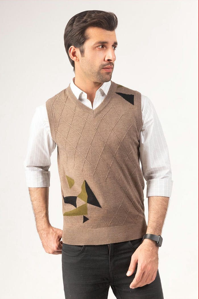 Brown Sleeveless Fashion Sweater SL-SWT-FD-27-02