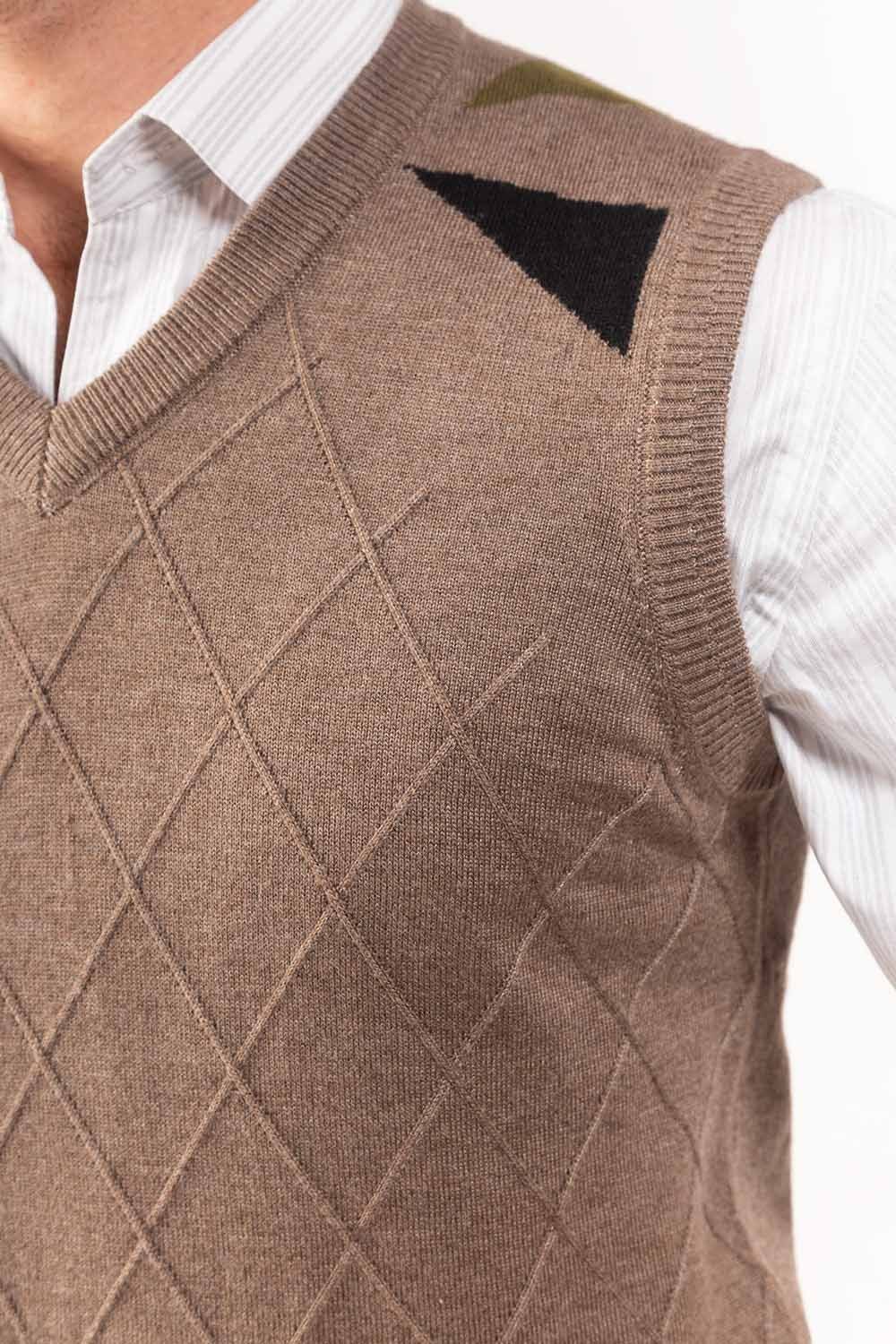 Brown Sleeveless Fashion Sweater SL-SWT-FD-27-02