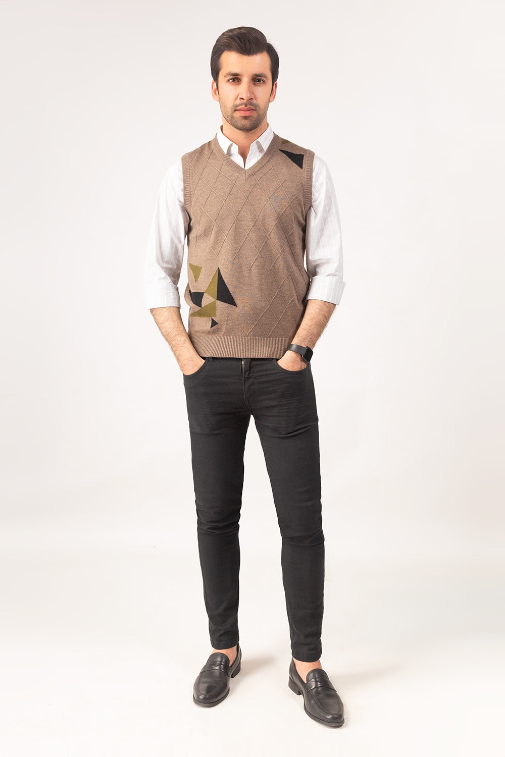 Brown Sleeveless Fashion Sweater SL-SWT-FD-27-02