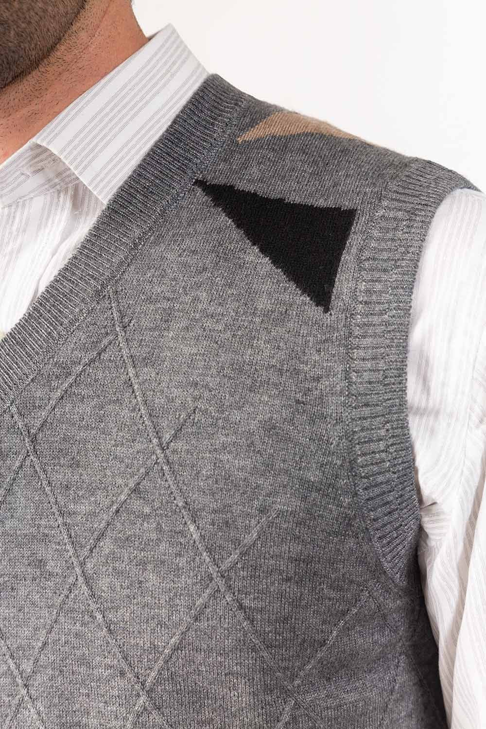 Charcoal Sleeveless Fashion Sweater SL-SWT-FD-27-03