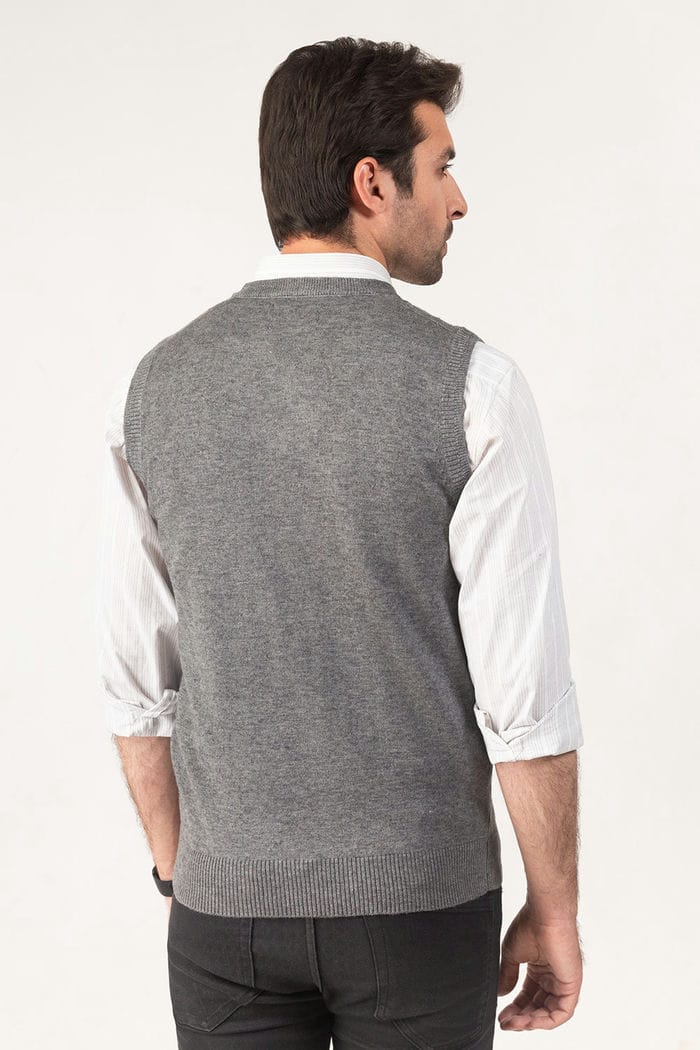 Charcoal Sleeveless Fashion Sweater SL-SWT-FD-27-03