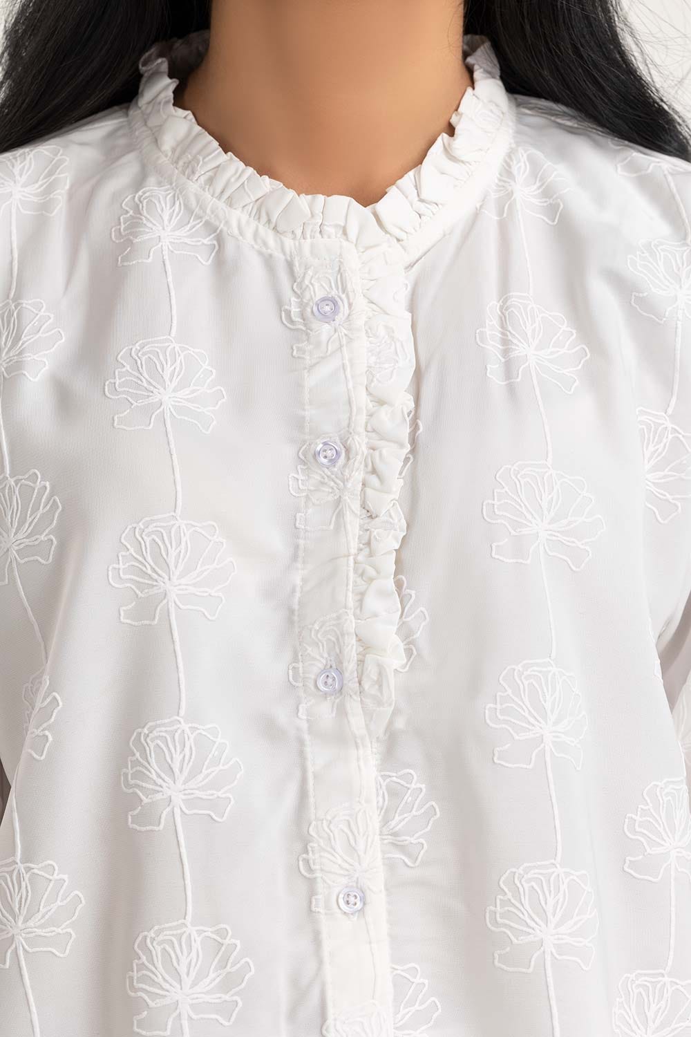Georgette Screen Printed Faux Button-Down Top SLW-21-07