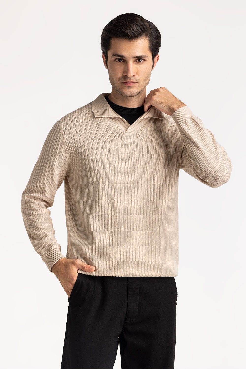Sweater Knit Polo MN-PSW-WS24-003