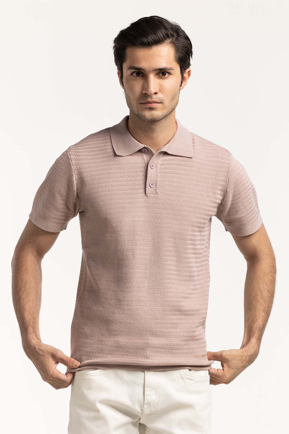 Sweater Knit Textured Polo MN-PSW-WS24-013