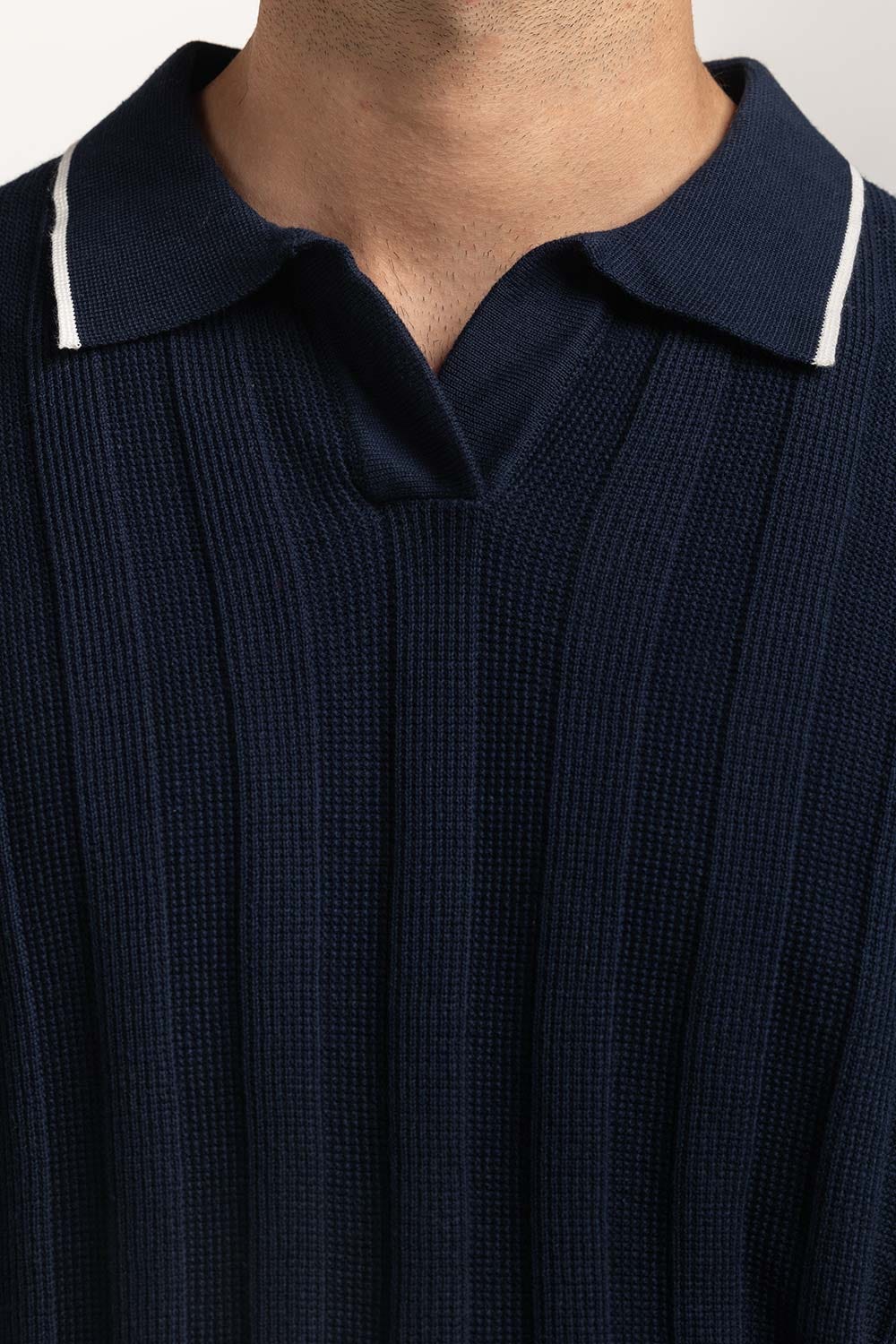Sweater Knit Textured Polo MN-PSW-WS24-014