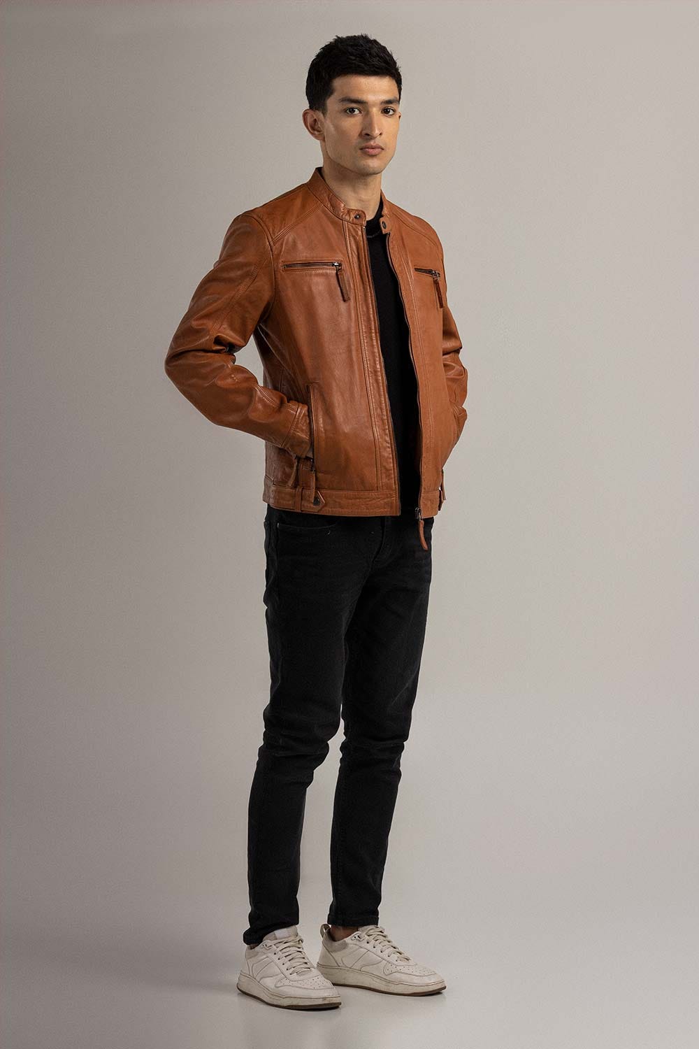 Tan Fashion Jacket JKT-LETH-D44-02