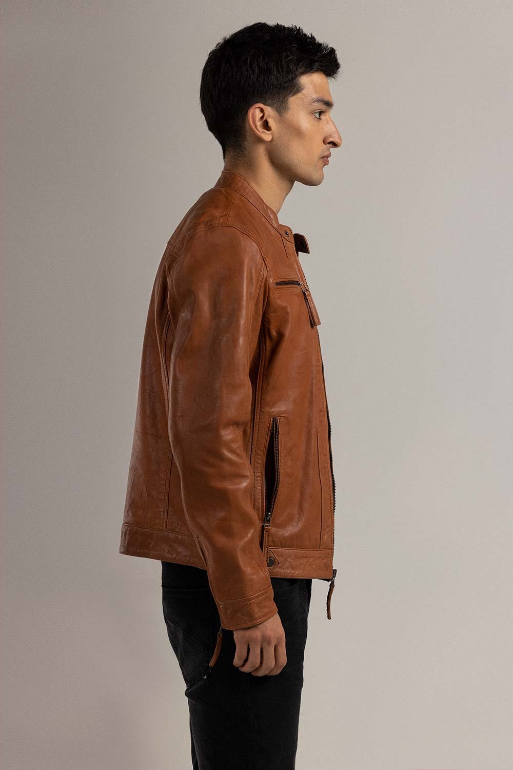 Tan Fashion Jacket JKT-LETH-D44-02