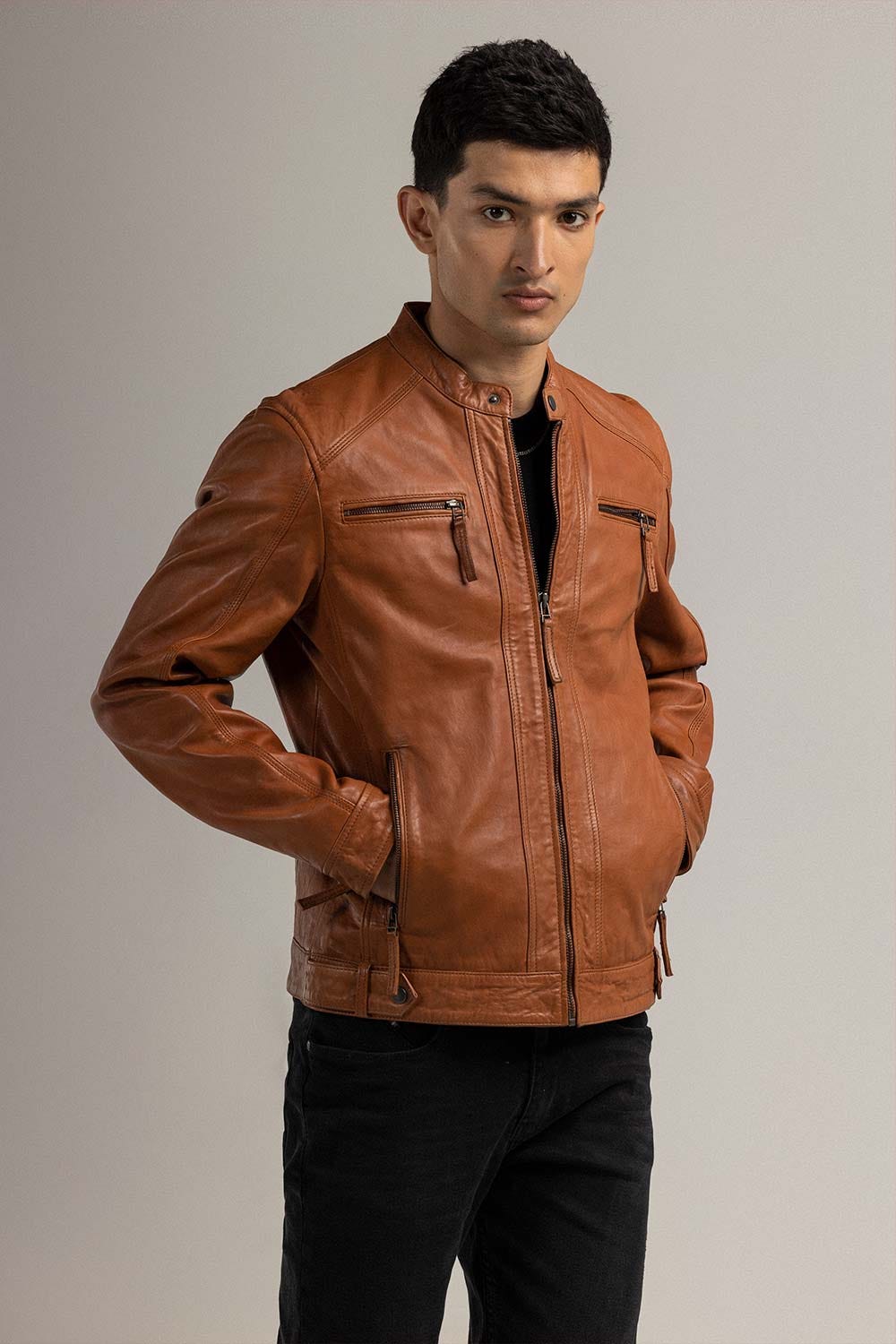 Tan Fashion Jacket JKT-LETH-D44-02