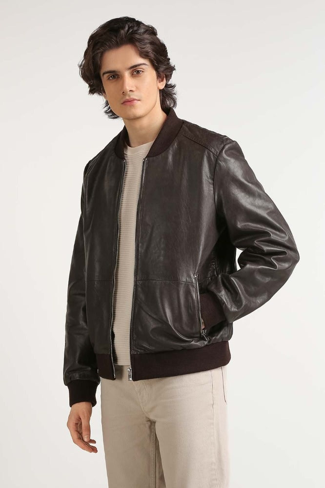 Taupe Fashion Leather Jacket MN-JKT-WS23-206