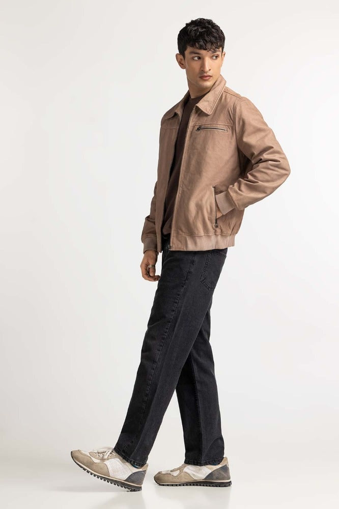 Taupe Leather Jacket MN-JKT-WS23-065A