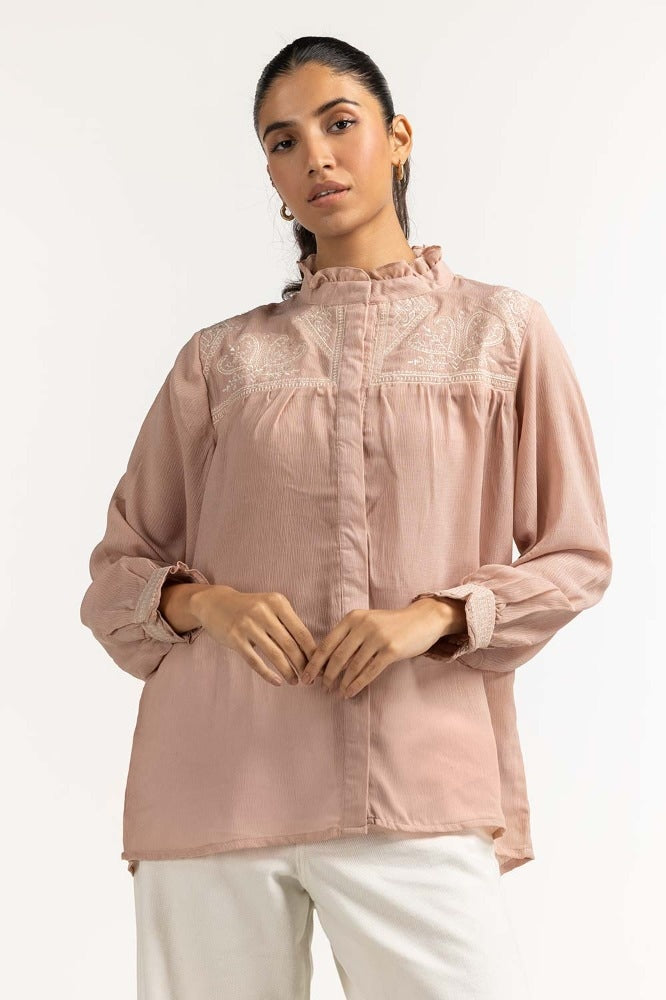 Tea Pink Basic Blouse 231-217-059