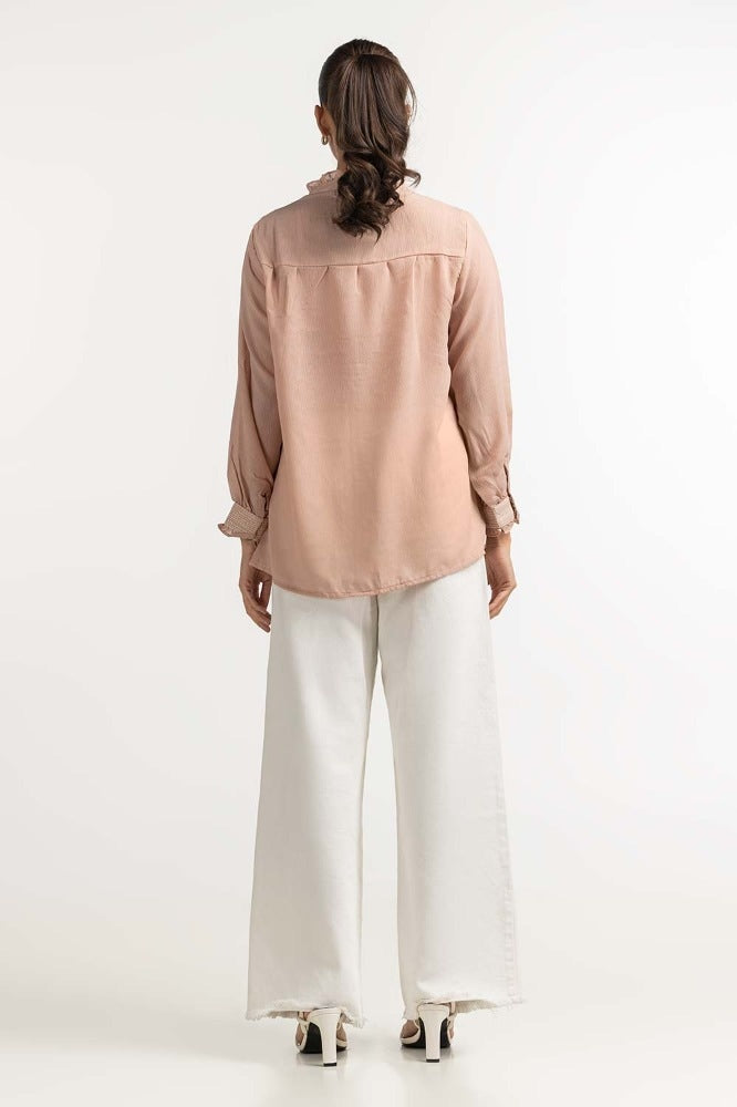 Tea Pink Basic Blouse 231-217-059